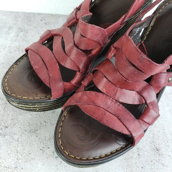 Born 100% Leather Wedge Sandals Strappy Shoes size 8 Y2K Slingback - Picture 4 of 13